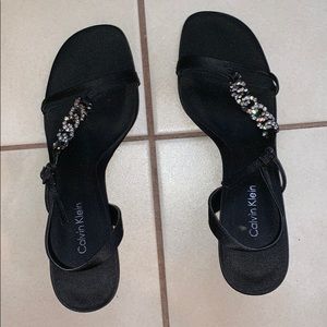 Calvin Klein black satin heels